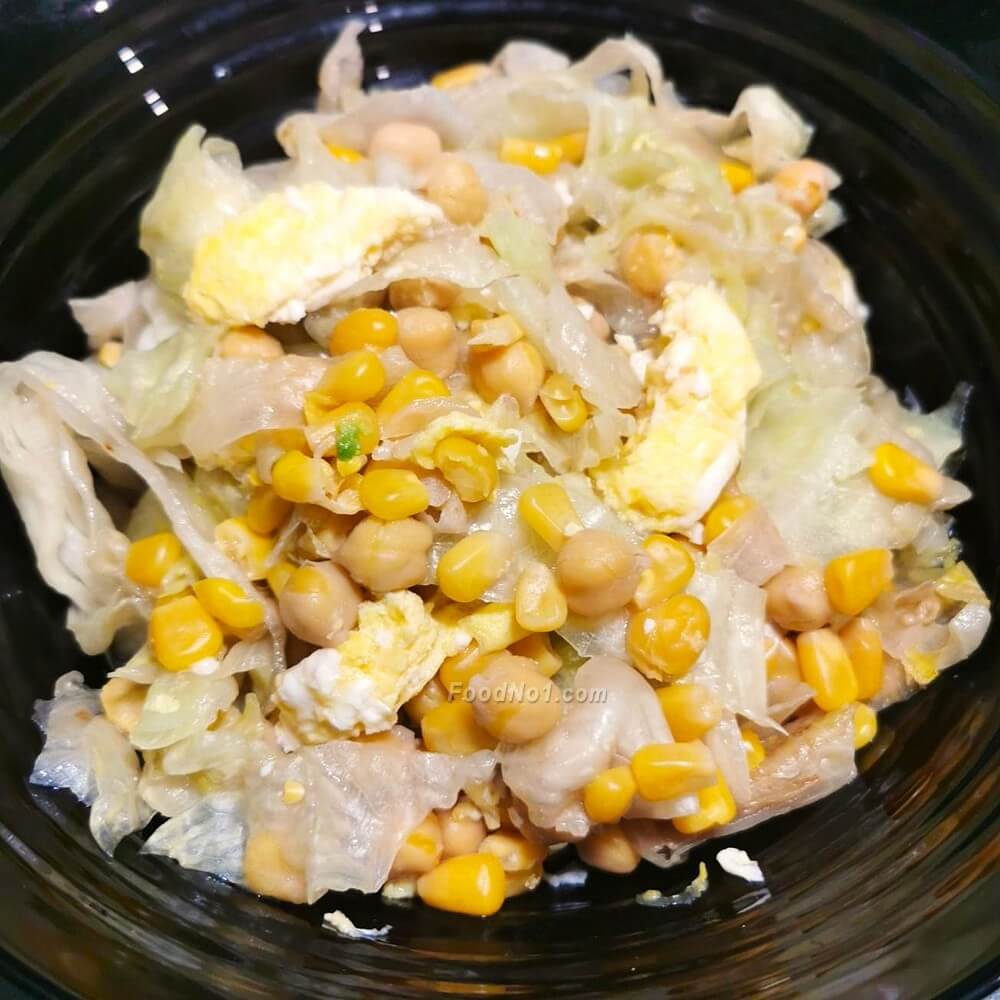 鷹嘴豆生菜雞蛋炒粟米